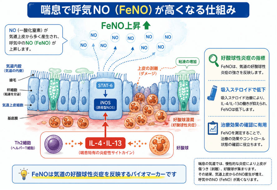 喘息で呼気NO(FeNO)が高くなる仕組み